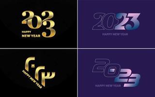 conjunto de diseño de logotipo 2023 feliz año nuevo. Plantilla de diseño de número 2023. decoración navideña 2023 símbolos de feliz año nuevo. diseño moderno de navidad para banner. red social. portada y calendario vector