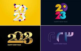 Happy New Year 2023 text design Pack. for Brochure design template. card. banner vector