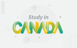 estudiar en Canadá. tipografía creativa con efecto de mezcla 3d vector