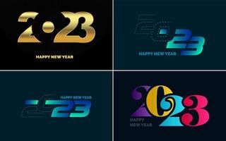 gran conjunto 2023 feliz año nuevo diseño de texto de logotipo negro. Plantilla de diseño de 20 23 números. colección de símbolos de 2023 feliz año nuevo vector