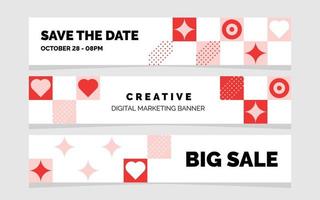 Save the Date. Creative Digital Marketing and Big Sale Geometric Banner vector