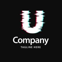 U Glitch Logo. Business Brand identity design vector