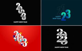 Happy New Year 2023 text design Pack. for Brochure design template. card. banner vector