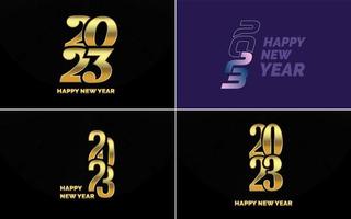 Big set 2023 Happy New Year black logo text design. 20 23 number design template. Collection of symbols of 2023 Happy New Year vector