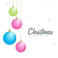 Flat merry christmas Glossy  decorative Ball elements hanging background vector