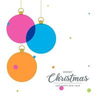 Flat merry christmas decorative Ball elements hanging background vector