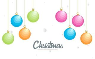 Flat merry christmas Glossy  decorative Ball elements hanging background vector