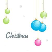 Flat merry christmas Glossy  decorative Ball elements hanging background vector