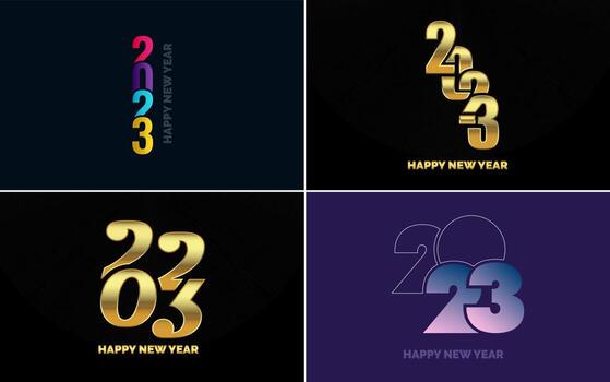 Big Set of 2023 Happy New Year logo text design. 2023 number design template. Collection of 2023 Happy New Year symbols vector