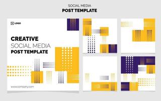 Social Media Post Template Pack. 5 Different Post Design Geometric Background vector