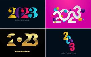 Happy New Year 2023 text design Pack. for Brochure design template. card. banner vector