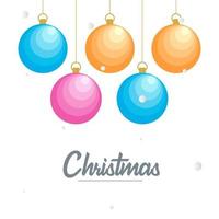 Flat merry christmas Glossy  decorative Ball elements hanging background vector