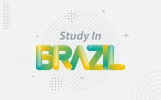 estudiar en brasil tipografía creativa con efecto de mezcla 3d vector