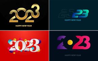 Happy New Year 2023 text design Pack. for Brochure design template. card. banner vector