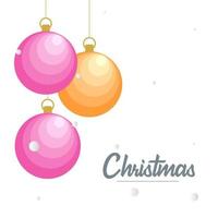 Flat merry christmas Glossy  decorative Ball elements hanging background vector