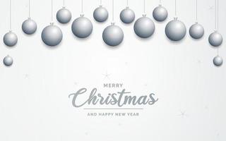 elegante fondo de navidad blanco brillante con adornos plateados y lugar para el texto vector