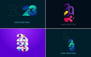 Happy New Year 2023 text design Pack. for Brochure design template. card. banner vector