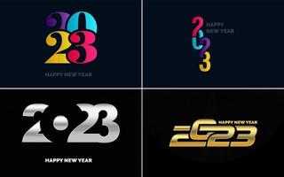 Happy New Year 2023 text design Pack. for Brochure design template. card. banner vector