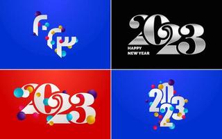 gran conjunto de diseño de texto del logo de feliz año nuevo 2023. Plantilla de diseño de número 2023. colección de símbolos de feliz año nuevo 2023 vector