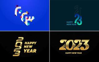 gran conjunto 2023 feliz año nuevo diseño de texto de logotipo negro. Plantilla de diseño de 20 23 números. colección de símbolos de 2023 feliz año nuevo vector