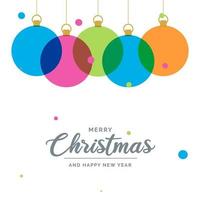 Flat merry christmas decorative Ball elements hanging background vector