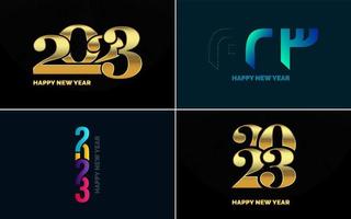 conjunto de diseño de logotipo 2023 feliz año nuevo. Plantilla de diseño de número 2023. decoración navideña 2023 símbolos de feliz año nuevo. diseño moderno de navidad para banner. red social. portada y calendario vector