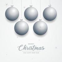 Elegant shiny white Christmas background with Silver baubles and place for text vector