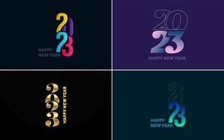 gran conjunto 2023 feliz año nuevo diseño de texto de logotipo negro. Plantilla de diseño de 20 23 números. colección de símbolos de 2023 feliz año nuevo vector