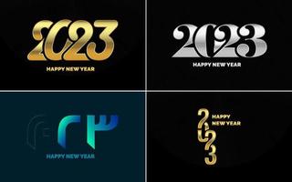 conjunto de diseño de logotipo 2023 feliz año nuevo. Plantilla de diseño de número 2023. decoración navideña 2023 símbolos de feliz año nuevo. diseño moderno de navidad para banner. red social. portada y calendario vector