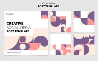 Social Media Post Template Pack. 5 Different Post Design Geometric Background vector