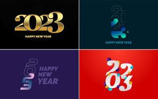 Set of logo design 2023 Happy New Year. 2023 number design template. Christmas decor 2023 Happy New Year symbols. Modern Xmas design for banner. social network. cover and calendar vector