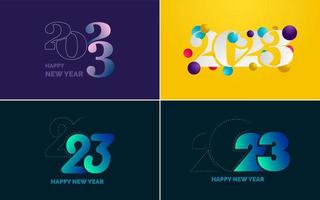 gran conjunto de diseño de texto del logo de feliz año nuevo 2023. Plantilla de diseño de número 2023. colección de símbolos de feliz año nuevo 2023 vector