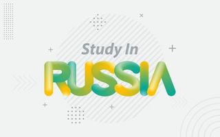 estudiar en rusia tipografía creativa con efecto de mezcla 3d vector