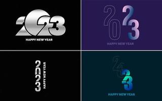 conjunto de diseño de logotipo 2023 feliz año nuevo. Plantilla de diseño de número 2023. decoración navideña 2023 símbolos de feliz año nuevo. diseño moderno de navidad para banner. red social. portada y calendario vector