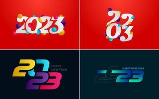 Big set 2023 Happy New Year black logo text design. 20 23 number design template. Collection of symbols of 2023 Happy New Year vector