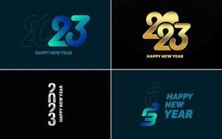 gran conjunto de diseño de texto del logo de feliz año nuevo 2023. Plantilla de diseño de número 2023. colección de símbolos de feliz año nuevo 2023 vector