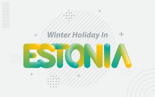 vacaciones de invierno en estonia. tipografía creativa con efecto de mezcla 3d vector