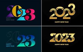 conjunto de diseño de logotipo 2023 feliz año nuevo. Plantilla de diseño de número 2023. decoración navideña 2023 símbolos de feliz año nuevo. diseño moderno de navidad para banner. red social. portada y calendario vector