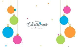 Flat merry christmas decorative Ball elements hanging background vector