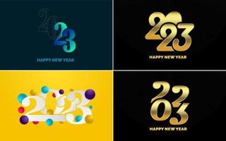 Happy New Year 2023 text design Pack. for Brochure design template. card. banner vector