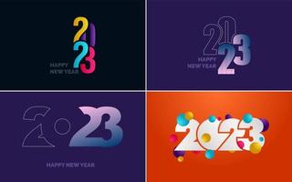 conjunto de diseño de logotipo 2023 feliz año nuevo. Plantilla de diseño de número 2023. decoración navideña 2023 símbolos de feliz año nuevo. diseño moderno de navidad para banner. red social. portada y calendario vector