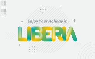 disfrute de sus vacaciones en liberia. tipografía creativa con efecto de mezcla 3d vector