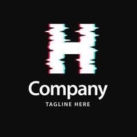 H Glitch Logo. Business Brand identity design vector