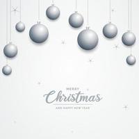 elegante fondo de navidad blanco brillante con adornos plateados y lugar para el texto vector