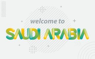 bienvenido a arabia saudita. tipografía creativa con efecto de mezcla 3d vector