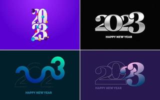 Big set 2023 Happy New Year black logo text design. 20 23 number design template. Collection of symbols of 2023 Happy New Year vector