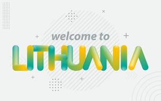 bienvenido a lituania. tipografía creativa con efecto de mezcla 3d vector