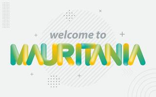 bienvenido a mauritania tipografía creativa con efecto de mezcla 3d vector