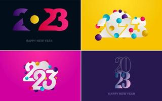 gran conjunto 2023 feliz año nuevo diseño de texto de logotipo negro. Plantilla de diseño de 20 23 números. colección de símbolos de 2023 feliz año nuevo vector