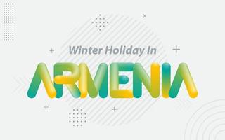 vacaciones de invierno en armenia. tipografía creativa con efecto de mezcla 3d vector